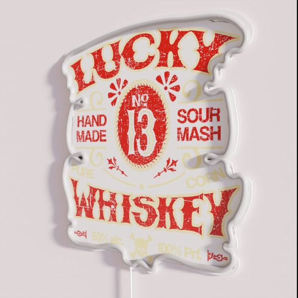 Lucky Whiskey Distressed RGB Neon Sign