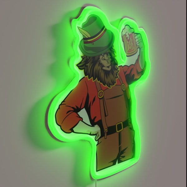 Oktoberfest Beer Drinking Bigfoot RGB Neon Sign