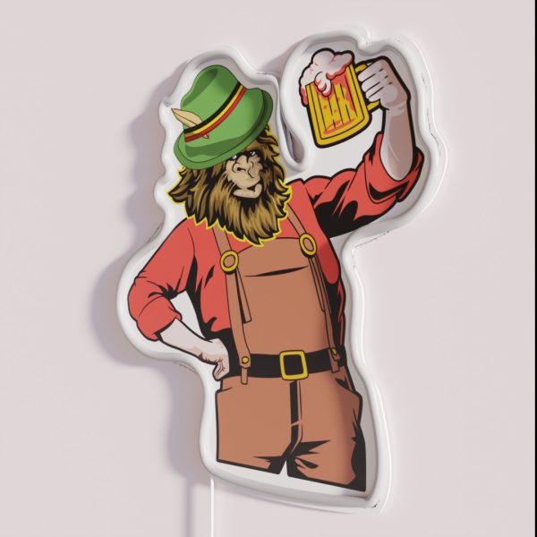 Oktoberfest Beer Drinking Bigfoot RGB Neon Sign