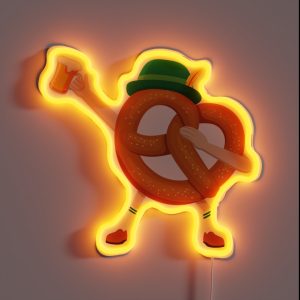 Oktoberfest German Dabbing Beer Drinking Bavarian Pretzel Wearing An Alpine Hat RGB Neon Sign