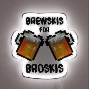 Pixel Art Beer Mugs Brewskis For Broskis RGB Neon Sign