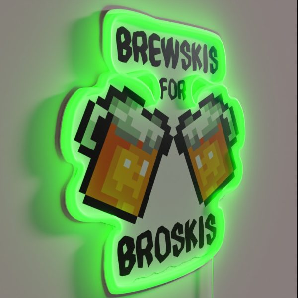 Pixel Art Beer Mugs Brewskis For Broskis RGB Neon Sign
