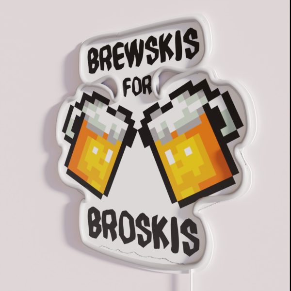Pixel Art Beer Mugs Brewskis For Broskis RGB Neon Sign