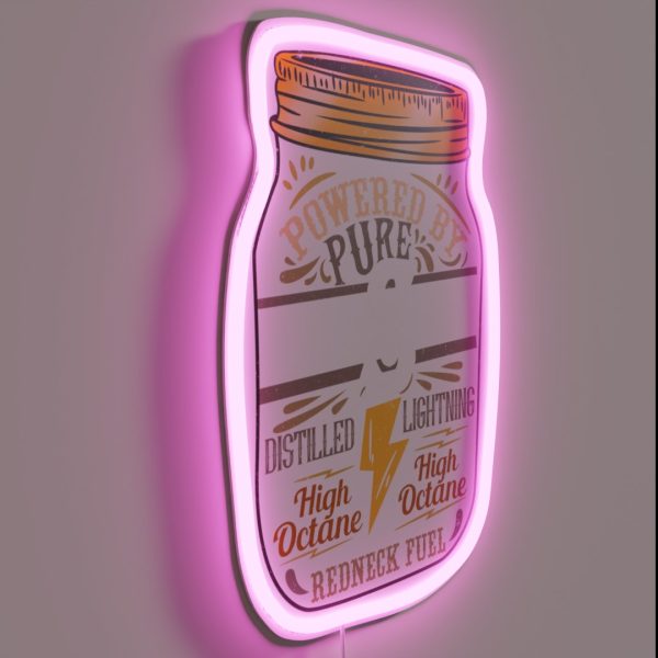 Powered By Pure Moonshine Distillery Lovers Tee RGB Neon Sign