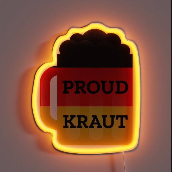 Proud Kraut Beer Mug With German Flag RGB Neon Sign