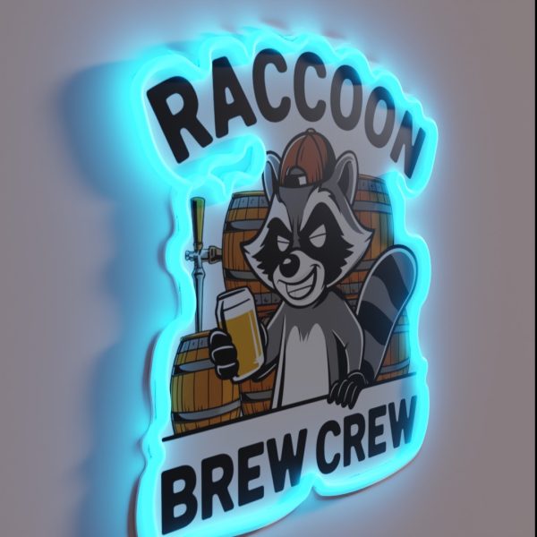 Raccoon Brew Crew RGB Neon Sign