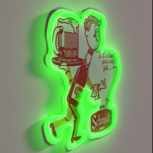 Schmidt Beer Man Retro Defunct Breweriana RGB Neon Sign