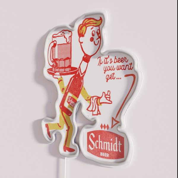 Schmidt Beer Man Retro Defunct Breweriana RGB Neon Sign