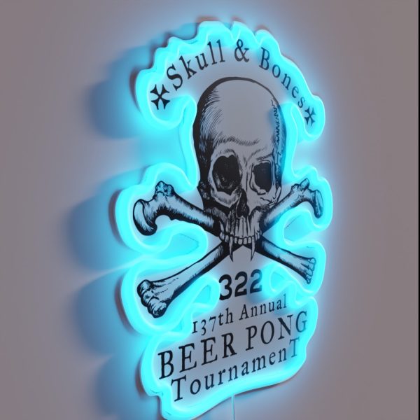 Skull And Bones Beer Pong Tournament RGB Neon Sign