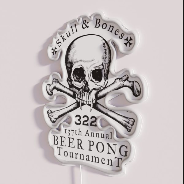 Skull And Bones Beer Pong Tournament RGB Neon Sign