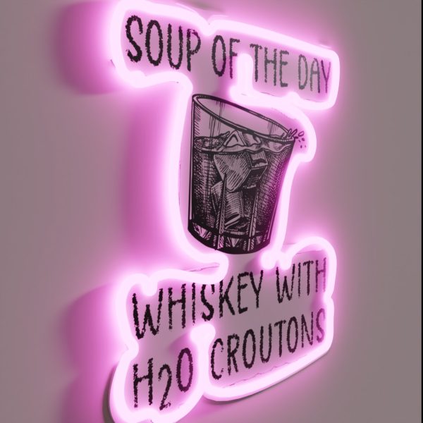 Soup Of The Day Whiskey With H2O Croutons RGB Neon Sign