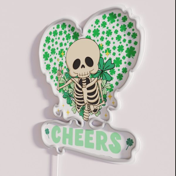 St Patrick S Day Lovely Skeleton CHEERS RGB Neon Sign
