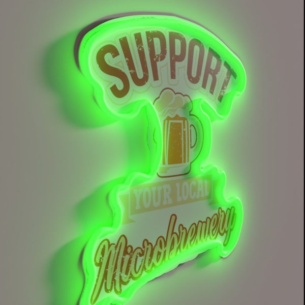 Support Local Microbrewery Pub Bartender RGB Neon Sign