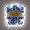 Indoor home brewery decor with colorful RBG beer brewing sign