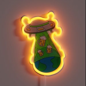UFO Beer World Abduction RGB Neon Sign