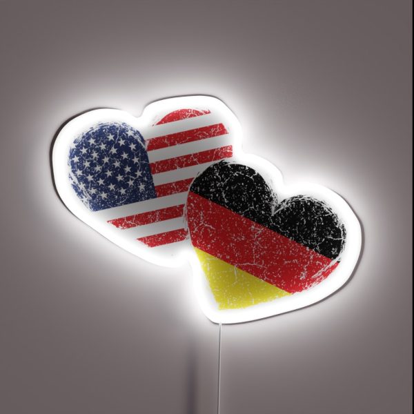 USA Germany Heart Flag German American RGB Neon Sign