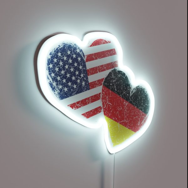 USA Germany Heart Flag German American RGB Neon Sign