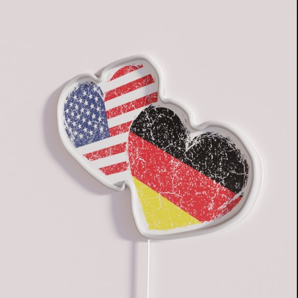 USA Germany Heart Flag German American RGB Neon Sign
