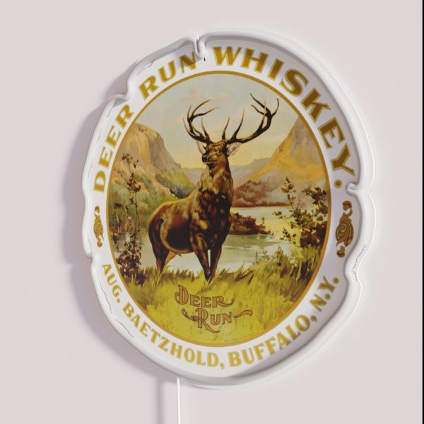 Vintage Deer Run Whiskey Buffalo New York RGB Neon Sign