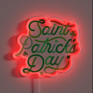 Vintage St Patricks Day Green Typography RGB Neon Sign