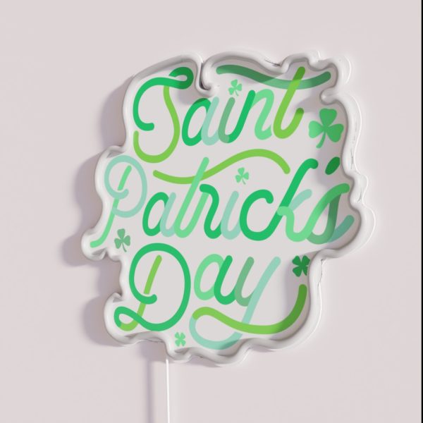 Vintage St Patricks Day Green Typography RGB Neon Sign