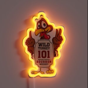 Wild Turkey Bourbon Alcohol Drinking Gift Distressed Look RGB Neon Sign