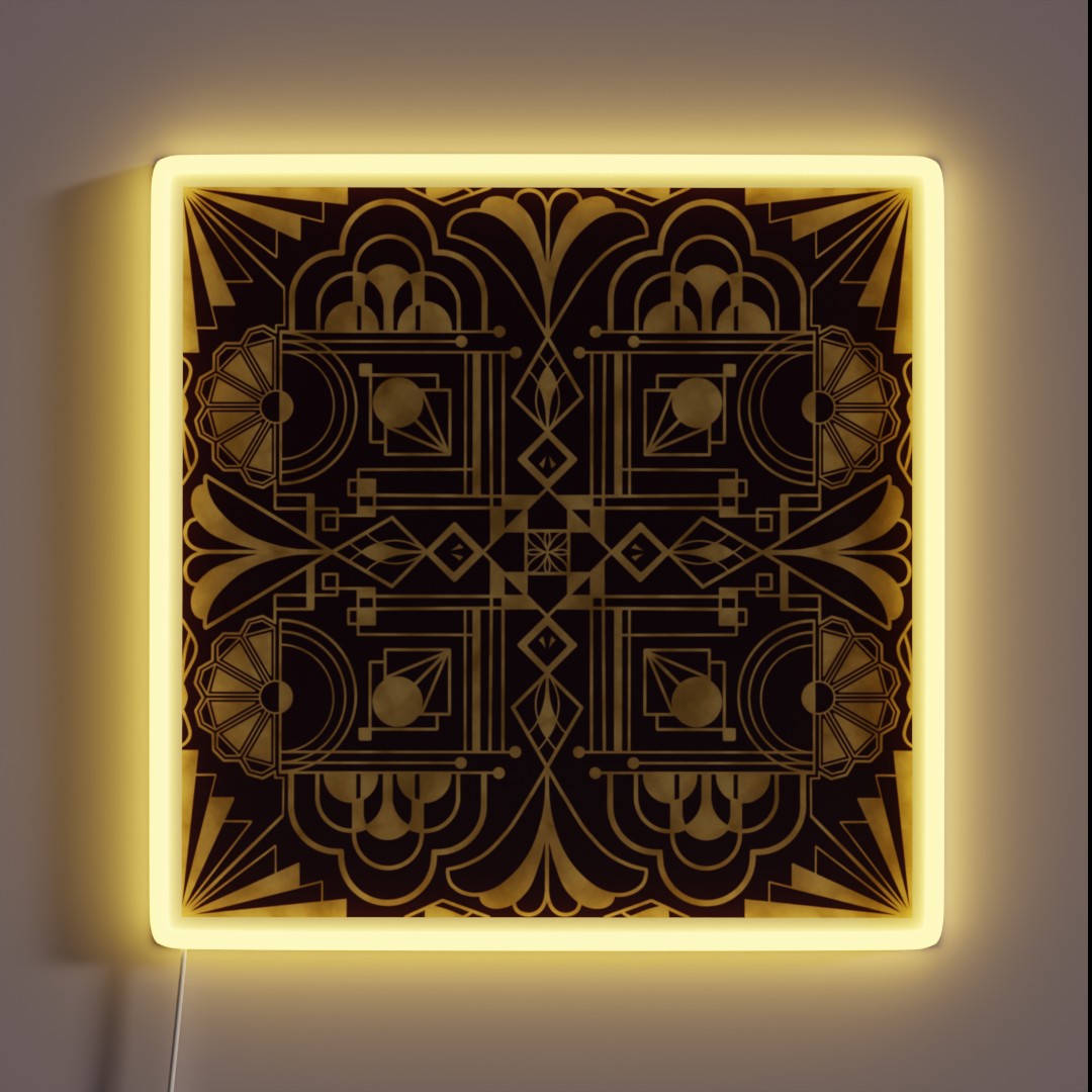 1920 S Art Deco Inspired Gold Pattern RGB Neon Sign 1920 S Art Deco Inspired Gold Pattern RGB Neon Sign