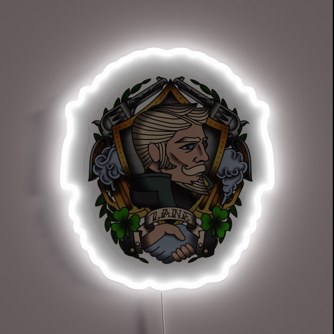 1920 S Tattoo Style Zane Portrait RGB Neon Sign 1920 S Tattoo Style Zane Portrait RGB Neon Sign