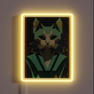 1920s Art Deco Green Cat Feline Grace RGB Neon Sign