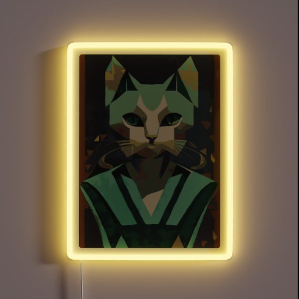 1920s Art Deco Green Cat Feline Grace RGB Neon Sign