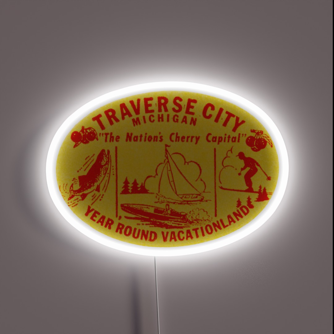 1940 S Traverse City Michigan RGB Neon Sign 1940 S Traverse City Michigan RGB Neon Sign