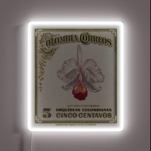 1947 Colombia Cattleya Chocoensisi Orchid Stamp RGB Neon Sign