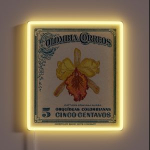 1947 Colombia Cattleya Dowiana Orchid Stamp RGB Neon Sign
