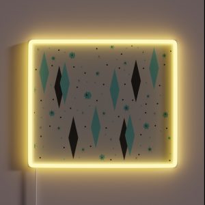 1950s Inspired Diamonds And Starburst Polka Dot Design Small Size Pattern RGB Neon Sign