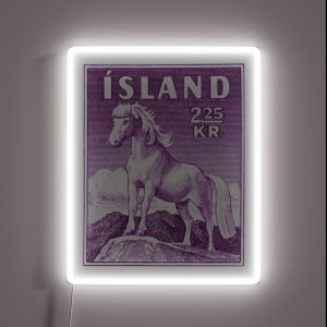 1958 ICELAND Horse Postage Stamp RGB Neon Sign