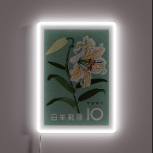 1961 Japan Lily Postage Stamp RGB Neon Sign
