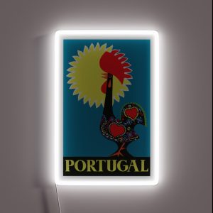 1965 Portugal Rooster Of Barcelos Travel Poster RGB Neon Sign