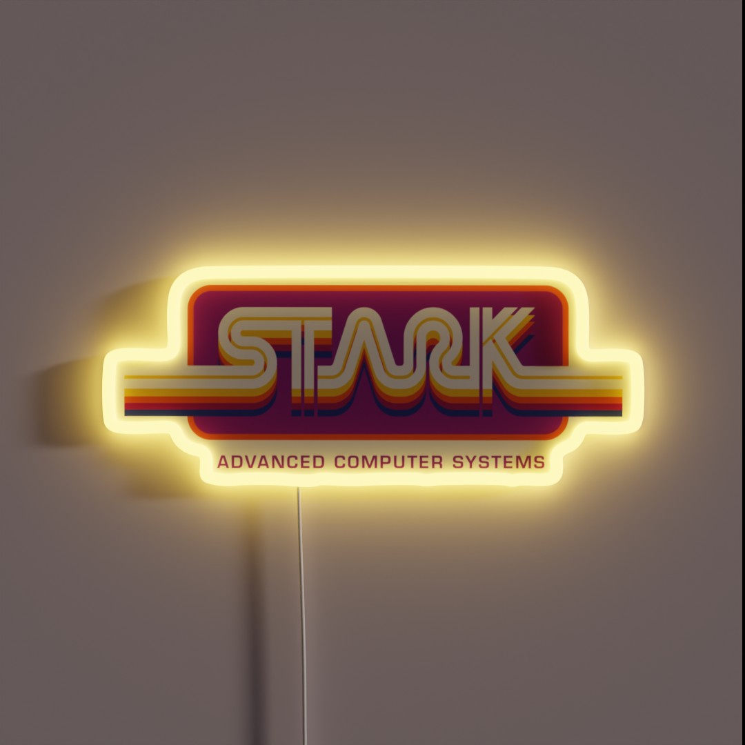 1980s Stark Technologies Computer Graphics RGB Neon Sign 1980s Stark Technologies Computer Graphics RGB Neon Sign