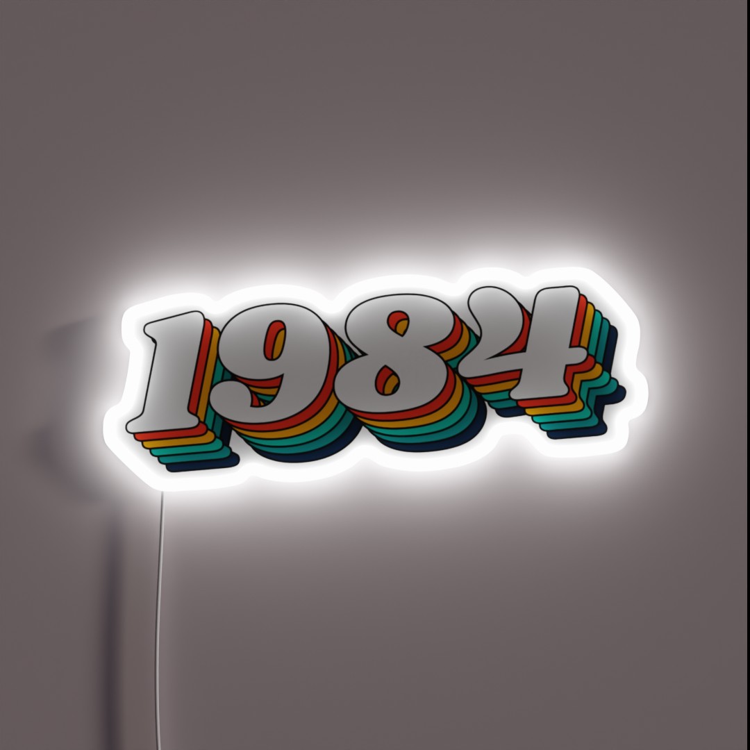 1984 Retro Label 1984 Vintage Birthday RGB Neon Sign 1984 Retro Label 1984 Vintage Birthday RGB Neon Sign
