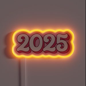 2025 Happy New Year Pink RGB Neon Sign
