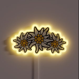 3 Flowers Pattern Nature Flower Edelweiss Mountains Alps Bavaria Oktoberfest Fun Beer Drinking Symbol Germany Germany RGB Neon Sign