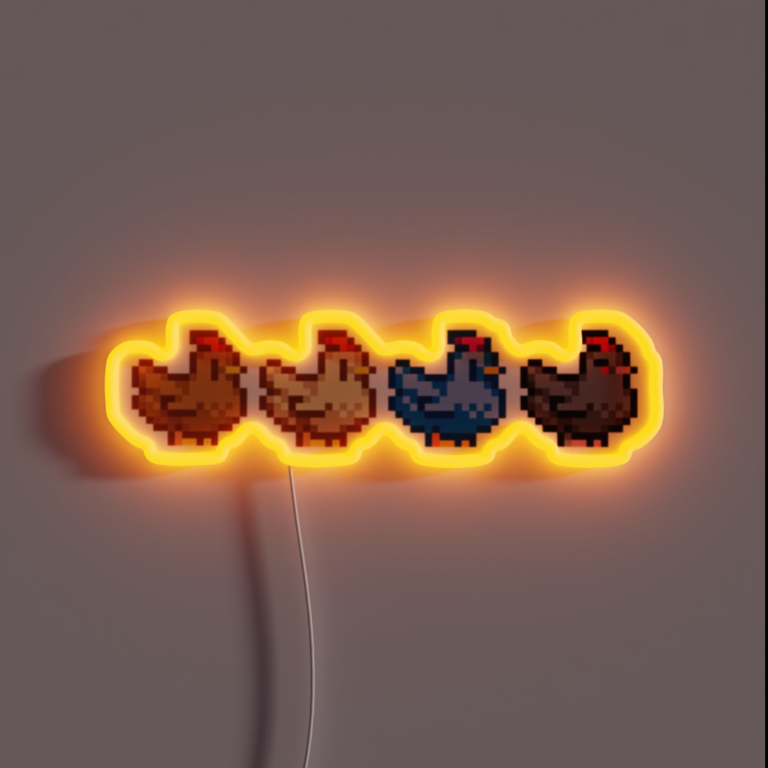 4 Chickens Stardew Valley RGB Neon Sign 4 Chickens Stardew Valley RGB Neon Sign