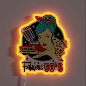 50s Rockabilly 1950s Sock Hop Dance Party 50s Pin Up Girl RGB Neon Sign