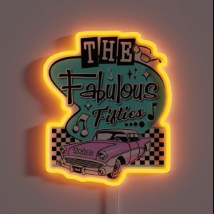 50s Rockabilly 1950s Sock Hop Dance Party Doo Wop RGB Neon Sign