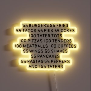 55 Burgers 55 Fries Tim Robinson I Think You Should Leave RGB Neon Sign