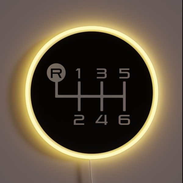 6 Speed Manual Transmission Shift Pattern RGB Neon Sign