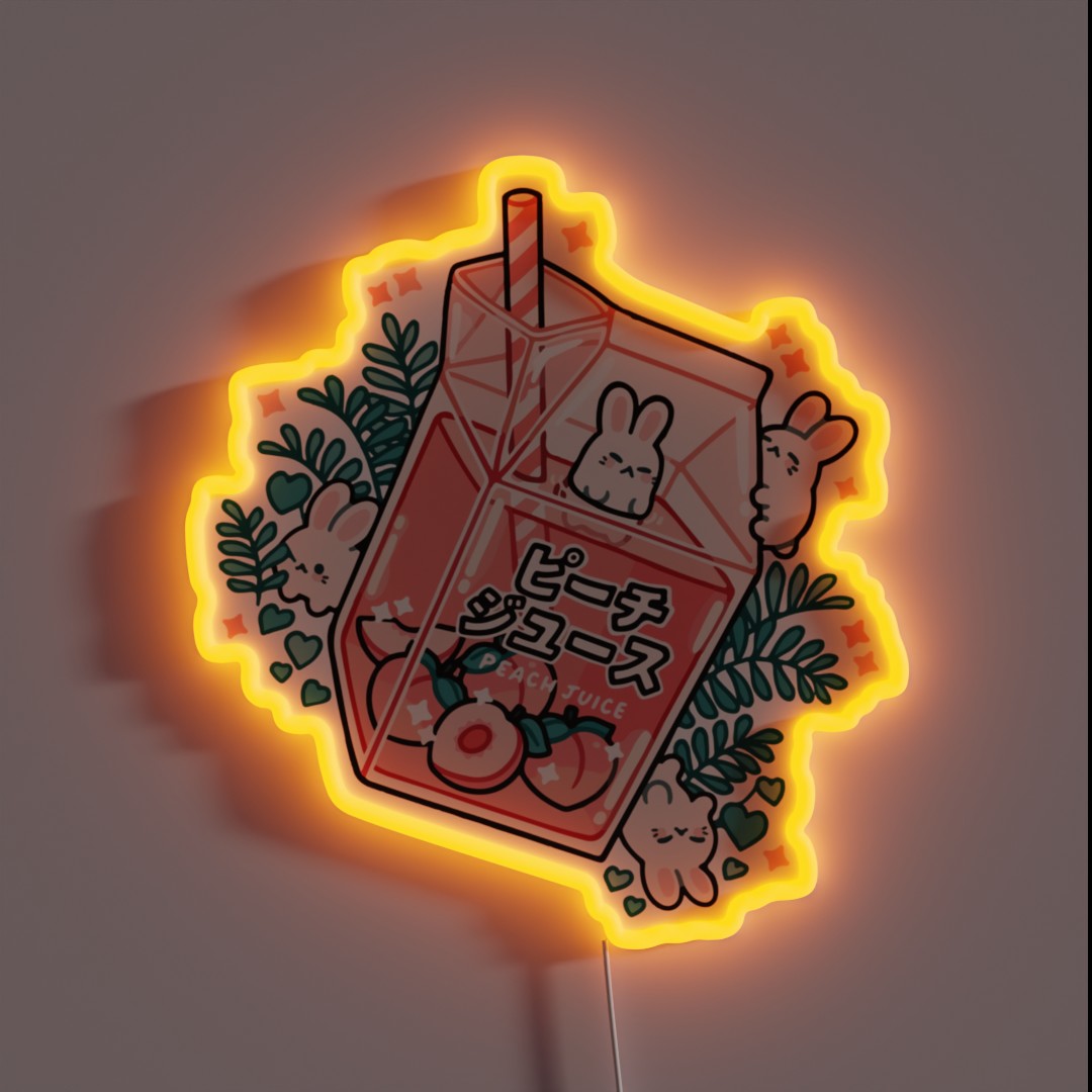 90s Japanese Kawaii Peach Milk Juice Aesthetic RGB Neon Sign 90s Japanese Kawaii Peach Milk Juice Aesthetic RGB Neon Sign