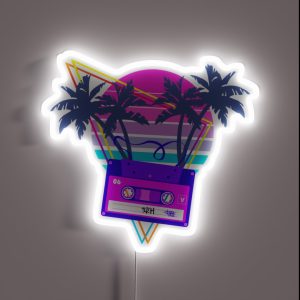 90s Vaporwave Sunset Cassette Tape In Outrun Synthwave Style Design RGB Neon Sign