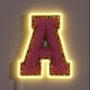 A Bubblegum Glitter Varsity Letter Patches RGB Neon Sign A Bubblegum Glitter Varsity Letter Patches RGB Neon Sign