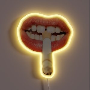 A Burning Cigarette Between Teeth RGB Neon Sign A Burning Cigarette Between Teeth RGB Neon Sign